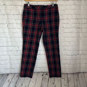 J. Jill Women’s Cropped Pants size 6 Black Red Tartan Plaid Premium Bi-Stretch